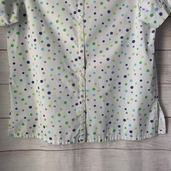 Vintage Studio Works Polka Dot Button Up Shirt Short Sleeve Size Medium - Picture 3 of 15